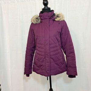 PREOWNED - Obermeyer Women's Tuscany II Purple Ski Jacket with Faux Fur Trim